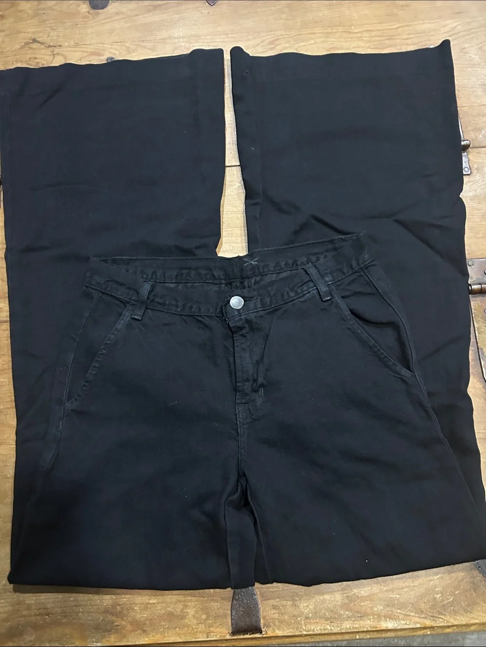J Brand Black High-Rise Wide Leg Cotton/Linen Pants Size 26 - Picture 2 of 9